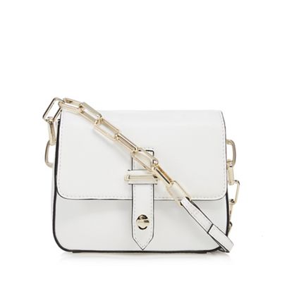 White leather small cross body bag